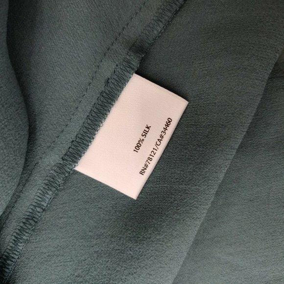 Eileen Fisher Size XS 100% Silk Georgette Sleeveless Sheer Teal Dress - Picture 8 of 9